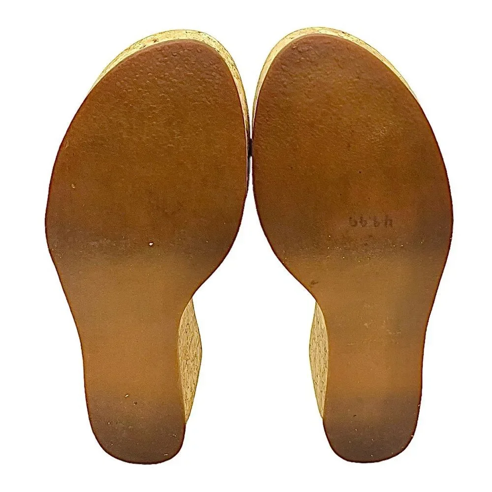 KJacques St Tropez Green Leather Cork Wedge Mule Sandals EU 38 US 7.5